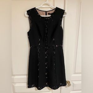 BCBG black a-line dress with lace details
